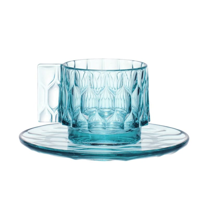 Table et cuisine - Tasses et mugs - Tasse à café Jellies Family plastique bleu / Set tasse + soucoupe - Kartell - Bleu ciel - Technopolymère thermoplastique