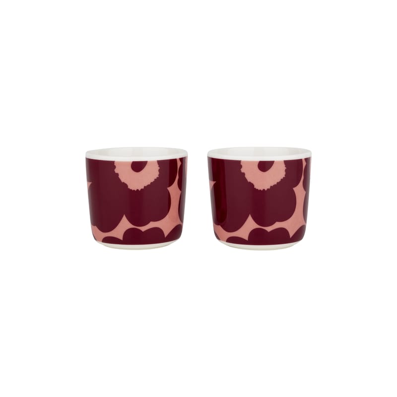 Table et cuisine - Tasses et mugs - Tasse à café Unikko céramique rouge / Sans anse - Set de 2 - Marimekko - Unikko/ Bordeaux, rose - Grès