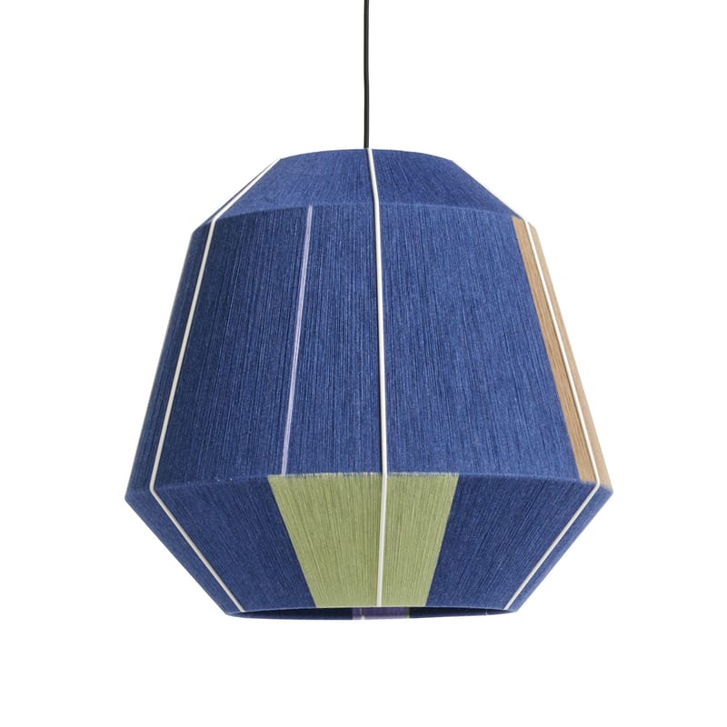 Luminaire - Lampes de table - Abat-jour Bonbon Large tissu bleu / Ø 50 cm - Laine tissée main - Hay - Bleu - Acier, Laine, Nylon
