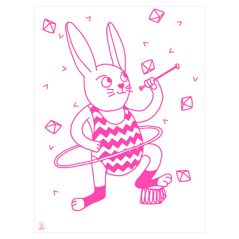 Décoration - Pour les enfants - Affiche Bunny papier rose / Phosphorescente - 30 x 40 cm - OMY Design & Play - Bunny / Rose - Papier