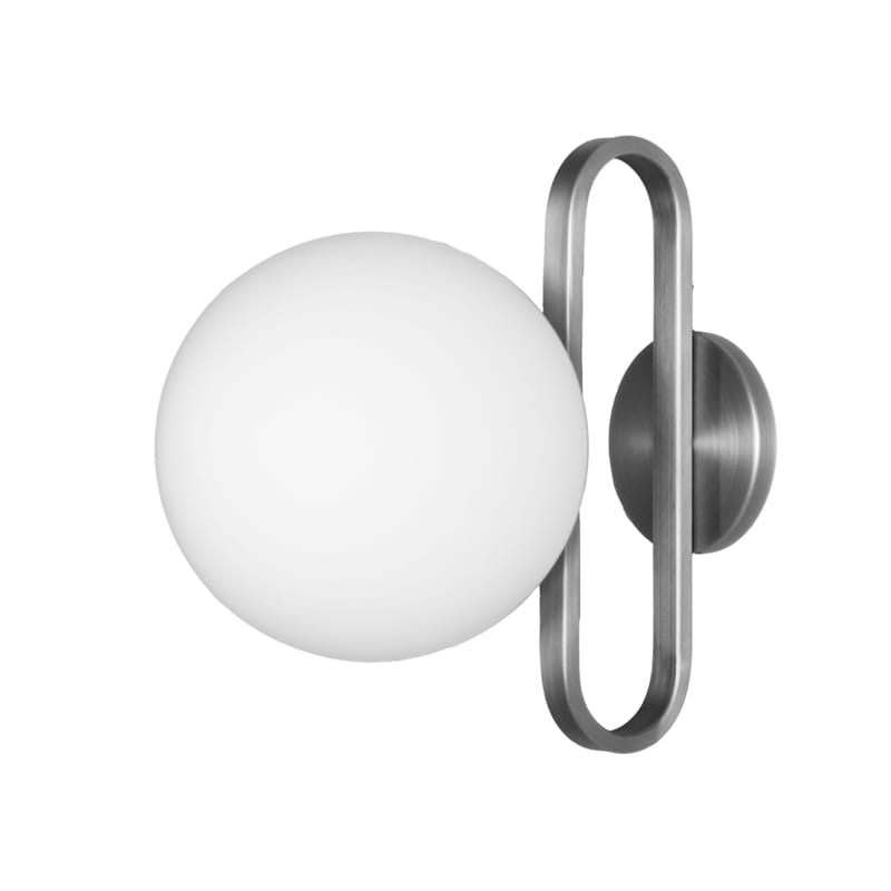 Luminaire - Appliques - Applique Cime Large verre blanc argent métal / Ø 20 cm - ENOstudio - Argent - Acier, Verre soufflé