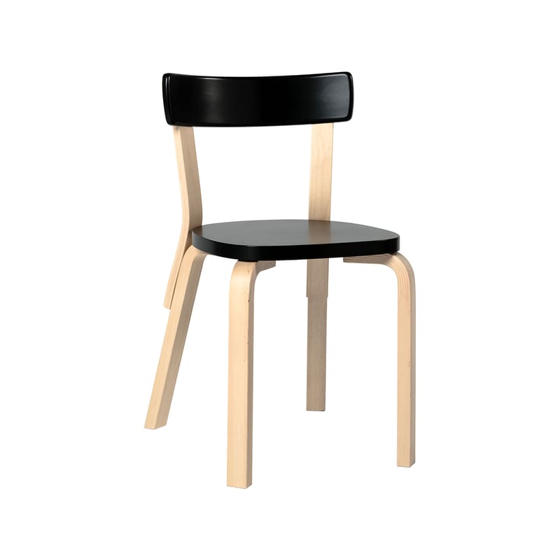 Mobilier - Chaises, fauteuils de salle à manger - Chaise 69 bois noir / Alvar Aalto, 1935 - ARTEK - Noir laqué / Bouleau - Contreplaqué de bouleau, Lamellé-collé de bouleau