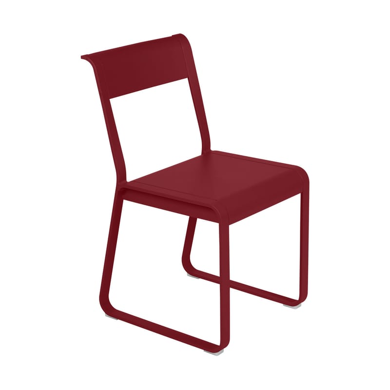 Mobilier - Chaises, fauteuils de salle à manger - Chaise Bellevie métal rouge / Piètement traîneau - Fermob - Piment - Aluminium