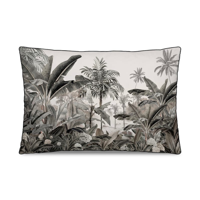 Decoration - Cushions & Poufs - Taïga Cushion textile grey / 40 x 60 cm - Velvet - PÔDEVACHE - Tropical forest / Grey - Polyester, Velvet