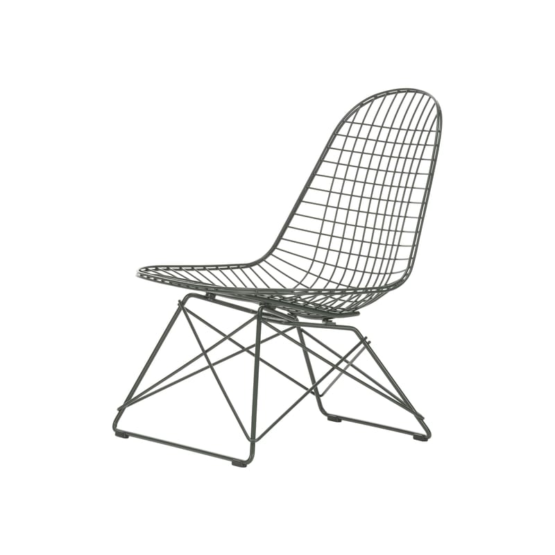 Mobilier - Fauteuils - Fauteuil lounge Wire Chair LKR métal vert / Charles & Ray Eames, 1951 - Vitra - Vert foncé - Acier époxy