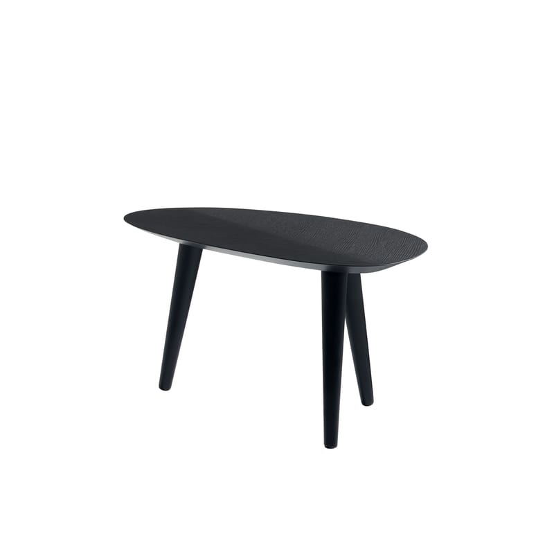 Mobilier - Tables basses - Table basse Tweed Mini Small bois noir / 85 x 48 cm - Zanotta - Noir - Acier verni, Bois plaqué rouvre verni