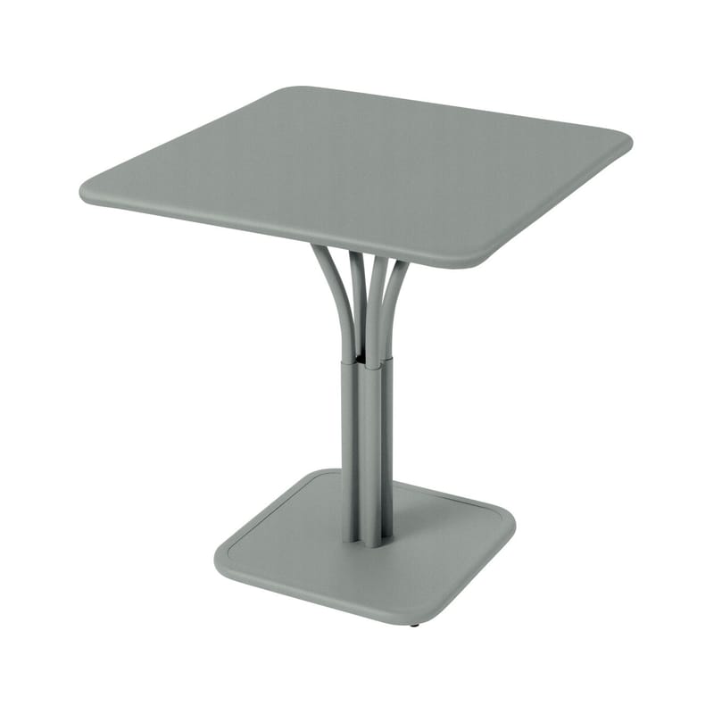 Jardin - Tables de jardin - Table carrée Luxembourg métal gris / 71 x 71 cm - Pied central - Fermob - Gris lapilli - Aluminium laqué