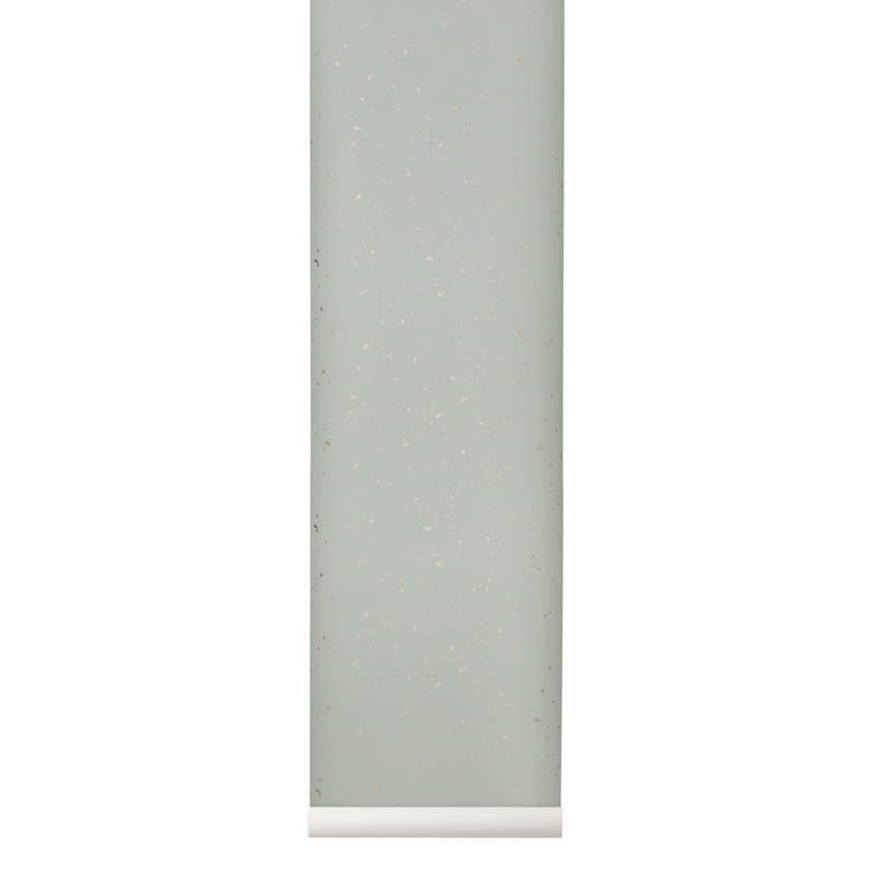Dekoration - Stickers und Tapeten - Tapete Confetti papierfaser grün / 1 Bahn - B 53 cm - Ferm Living - Mintgrün / gold - Vliestapete
