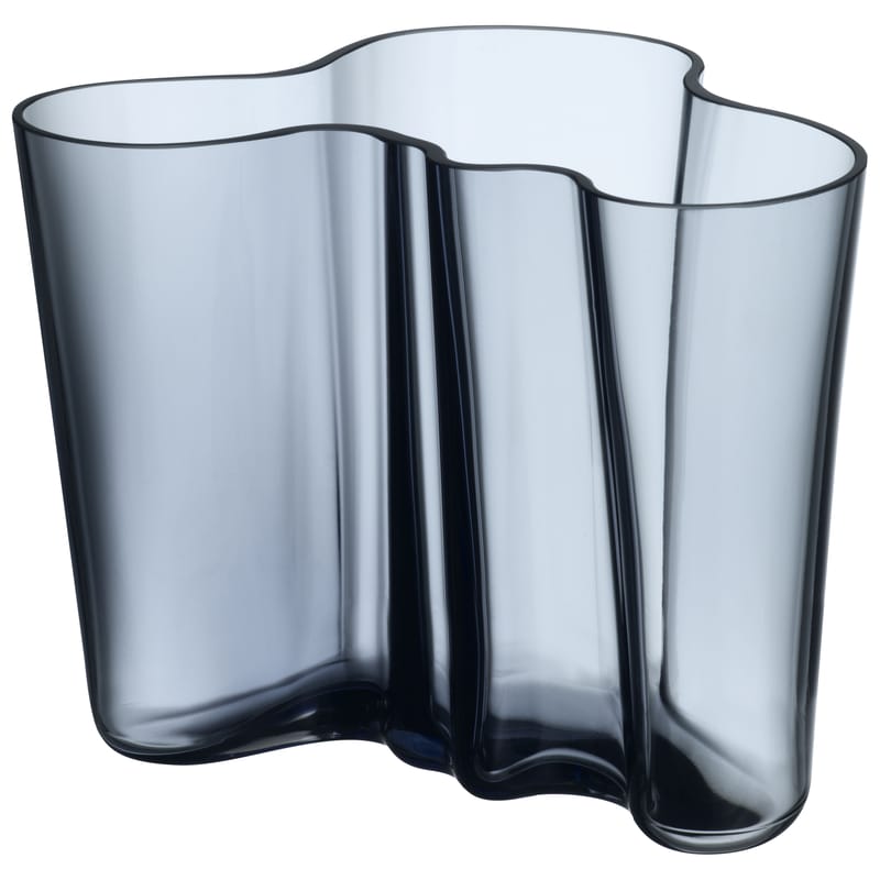Décoration - Vases - Vase Aalto verre bleu / H 16 cm - Iittala - Pluie - Verre soufflé
