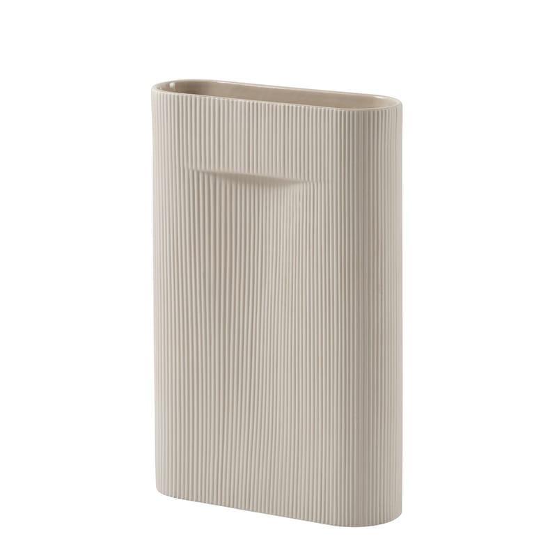 Décoration - Vases - Vase Ridge Large céramique blanc beige / H 48 cm - Muuto - Beige - Faïence