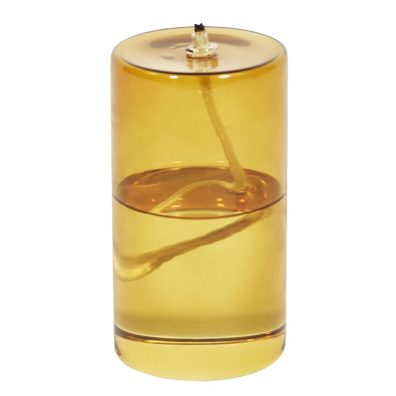 Jardin - Déco et accessoires de jardin - Lampe à huile Olie verre jaune marron / Ø 7,5 x H 13,5 cm - ENOstudio - Ambre / Haute - Verre borosilicaté