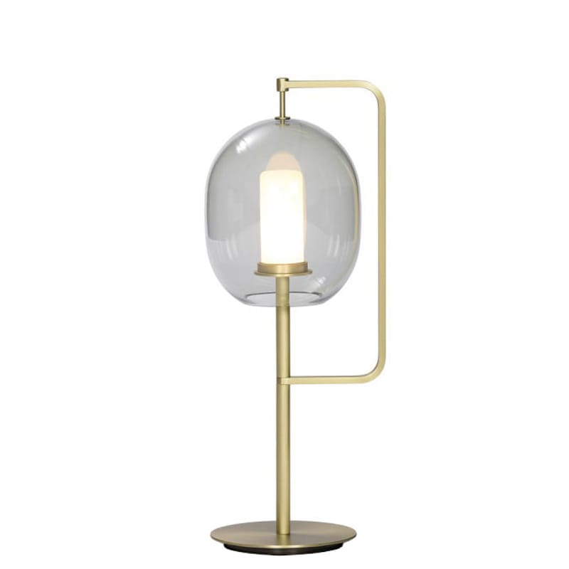 Luminaire - Lampes de table - Lampe de table Lantern métal verre gris or / H 54 cm - ClassiCon - Laiton doré / Gris fumé - Laiton massif, Verre soufflé