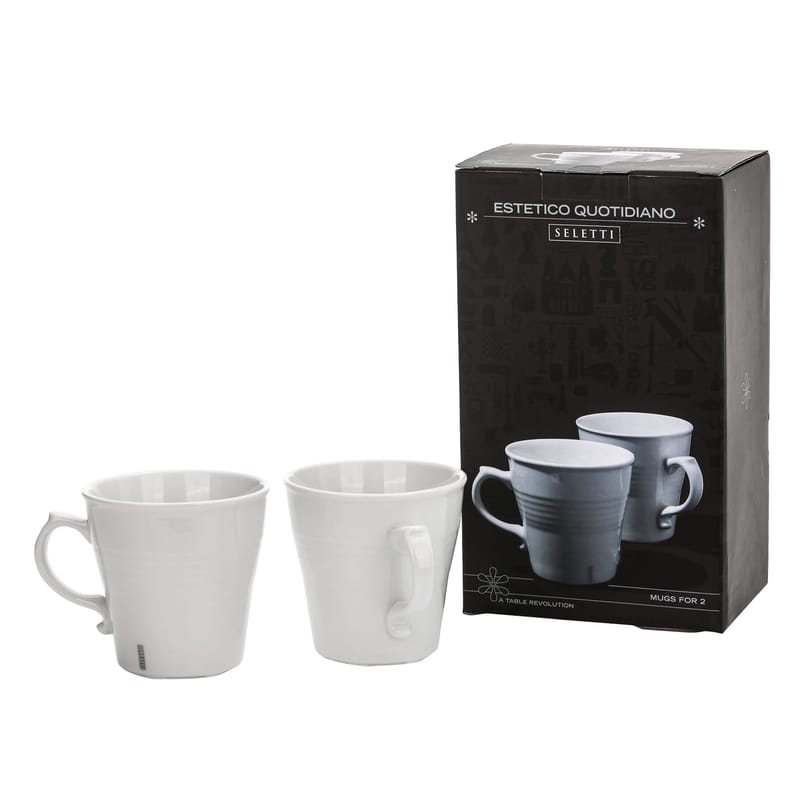 Table et cuisine - Tasses et mugs - Mug Estetico Quotidiano céramique blanc / Set de 2 - Seletti - 2 mugs / Blanc - Porcelaine