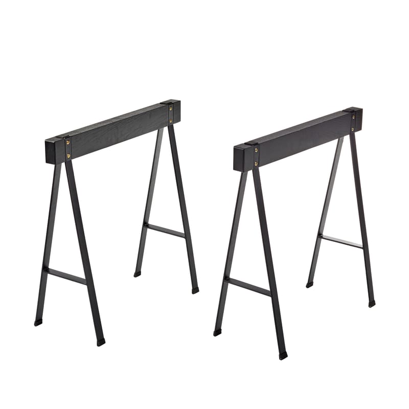 Furniture - Office Furniture - Studio Simple Pair of trestles metal wood black / Chêne - L 70 x H 71 cm - Serax - Noir - Metal, Oak