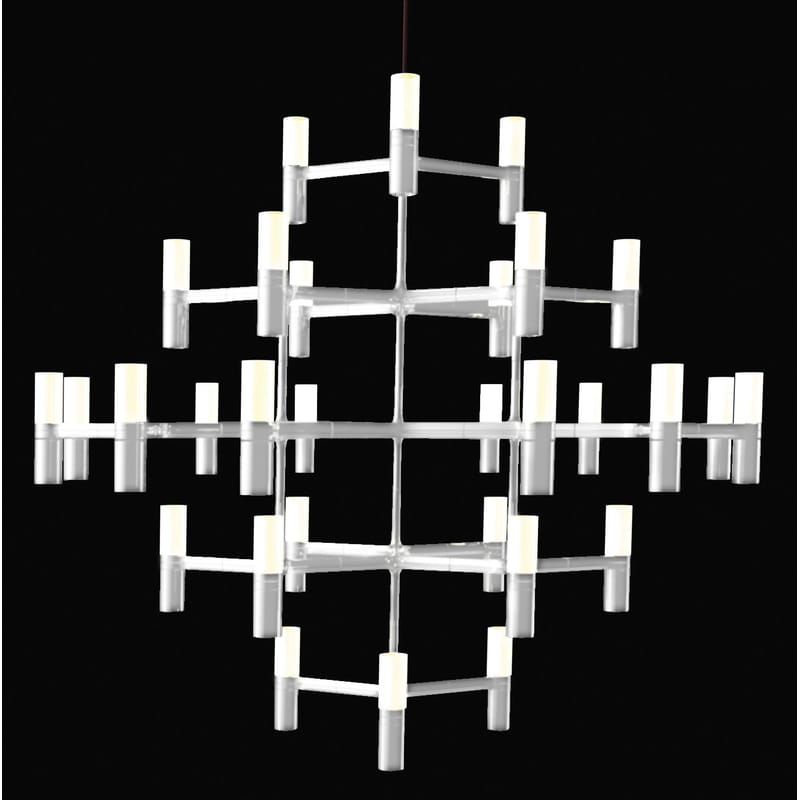 Decoration - Useful and clever - Crown Major Pendant metal white Ø 115 cm - Nemo - Ø 115 cm - Matt white - Aluminium, Sandy glass
