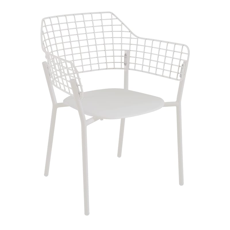 Möbel - Stühle  - Stapelbarer Sessel Lyze metall weiß / Metall - Emu - Mattweiß - klarlackbeschichtetes Aluminium, Lackierter Edelstahl