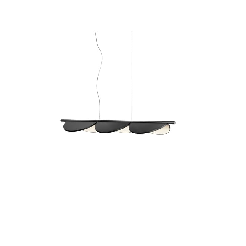 Luminaire - Suspensions - Suspension Almendra Linear S3 métal gris noir / LED - L 128,6 cm / 3 diffuseurs orientables - Flos - Anthracite - Aluminium peint, Polycarbonate