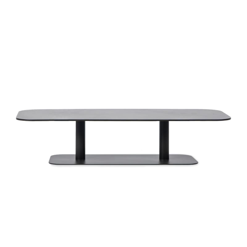 Mobilier - Tables basses - Table basse Kodo métal gris / 129 x 45 cm - Vincent Sheppard - Gris Fossile (aluminium) / Pied gris Fossile - Aluminium thermolaqué