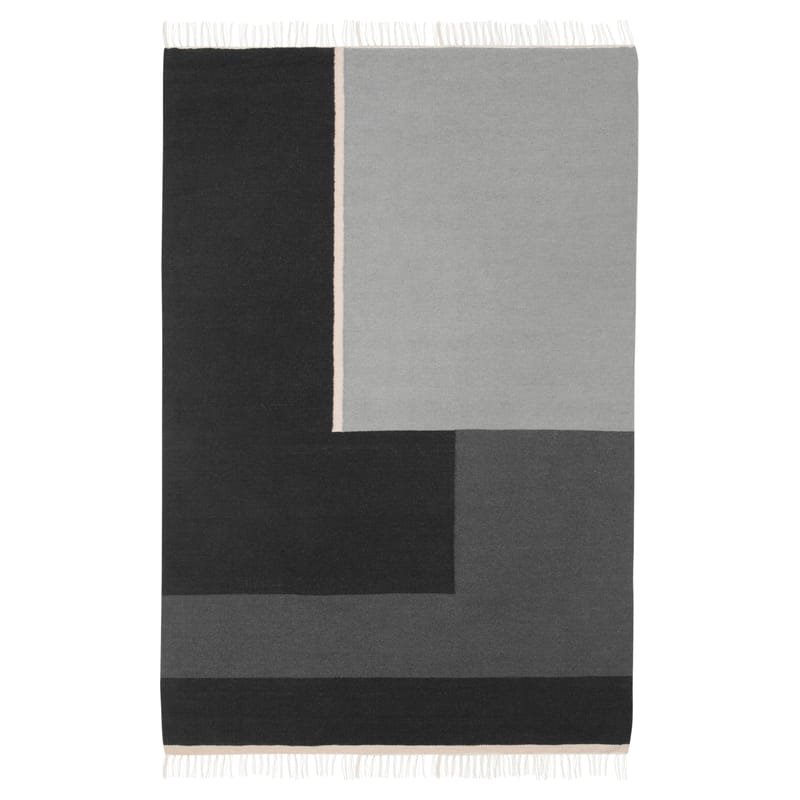 Décoration - Tapis - Tapis Kelim Section  gris / XL - 250 x 160 cm - Ferm Living - XL - Noir & Blanc - Coton, Laine
