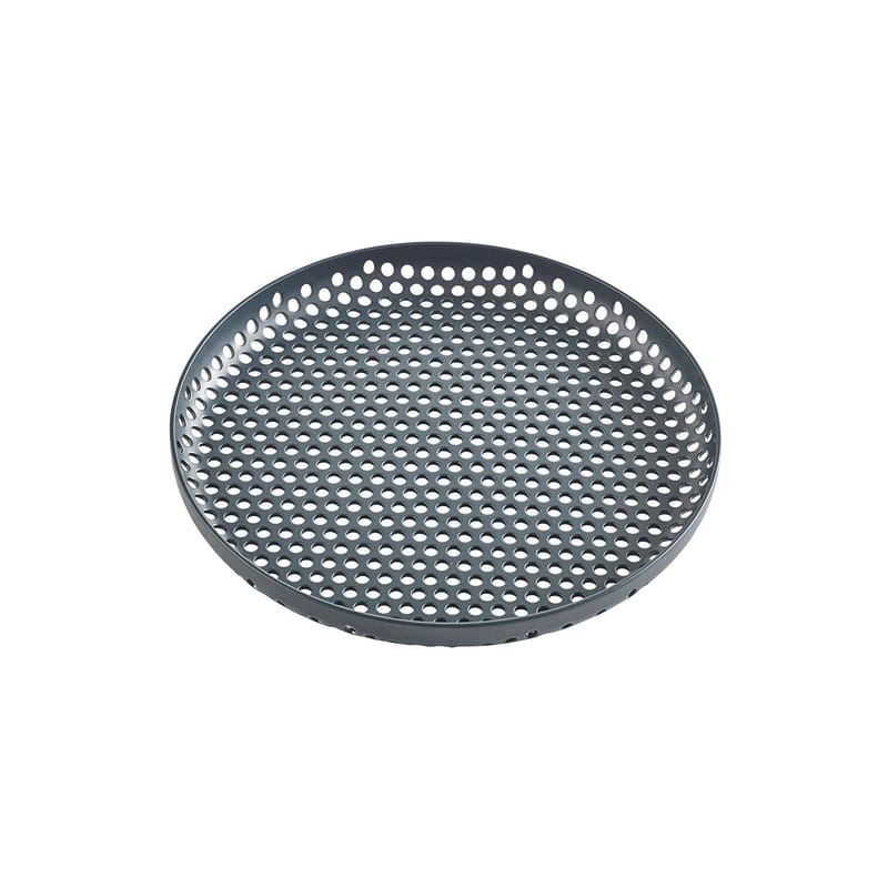Tableware - Trays and serving dishes - perforated Tray metal green / Small - Ø 20 cm - Hay - Dark green - Perforated aluminium