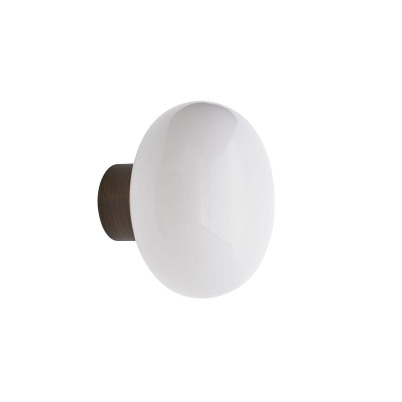 Luminaire - Appliques - Applique Karl-Johan verre blanc / IP 20 - Base bois - NEW WORKS - Blanc / Chêne fumé - Chêne, Verre