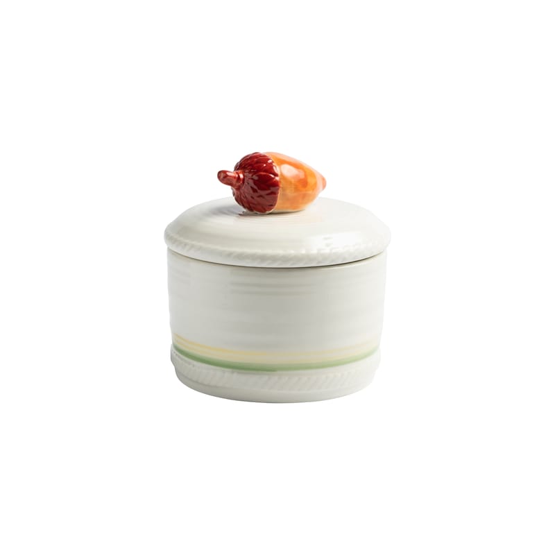 Table et cuisine - Boîtes et conservation - Boîte Autumn Small céramique blanc / Ø 14 x H 13.5 cm - & klevering - Small / Blanc & marron - Porcelaine