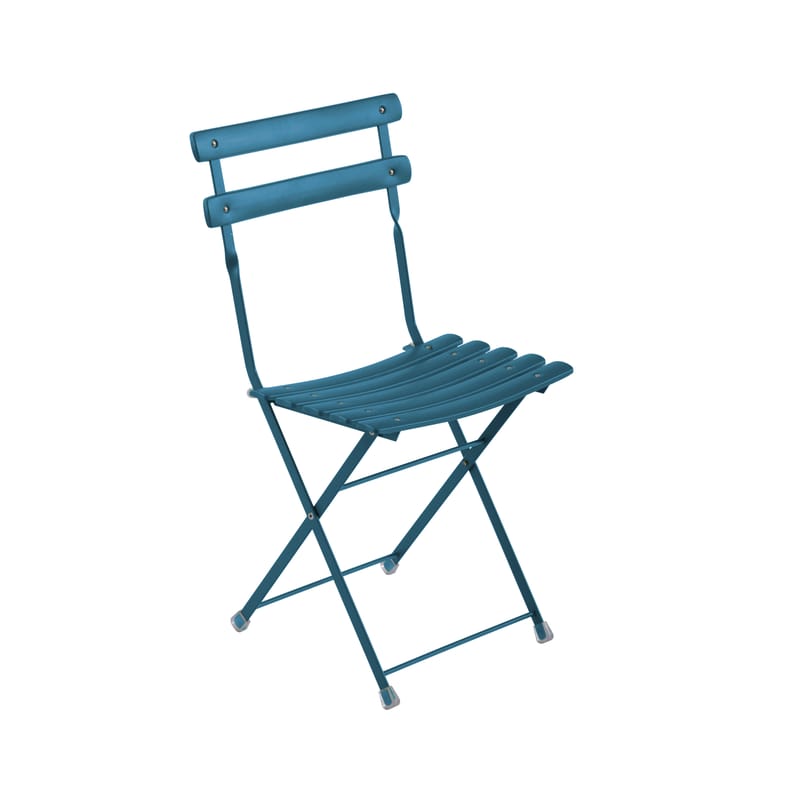 Mobilier - Chaises, fauteuils de salle à manger - Chaise pliante Arc en Ciel métal bleu - Emu - Bleu azur - Acier verni