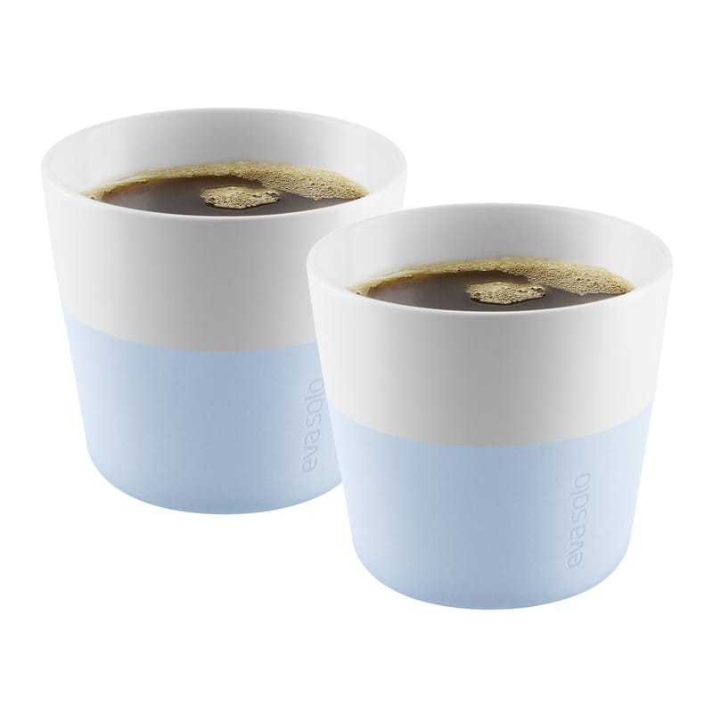 Table et cuisine - Tasses et mugs - Gobelet Lungo céramique bleu / Set de 2 - 230 ml - Eva Solo - Soft blue - Porcelaine, Silicone