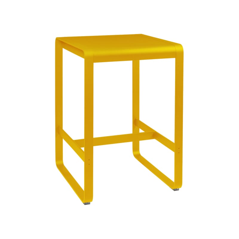 Furniture - High Tables - Bellevie High table metal yellow / 74 x 80 x H 105 cm - Fermob - Honey - Aluminium, Steel
