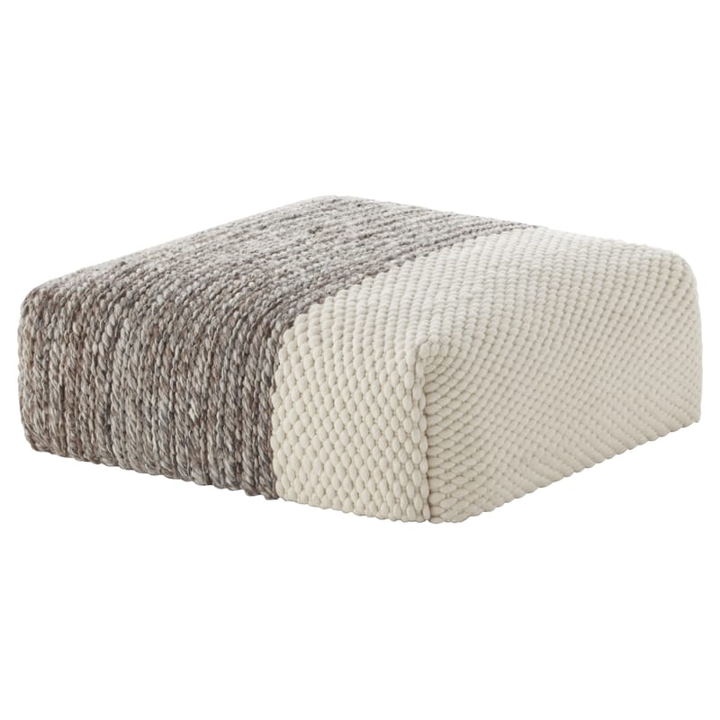 Furniture - Poufs & Floor Cushions - Mangas Space Plait Pouf textile white beige / 90 x 90 cm - H 30 cm - Gan - Ivory - Rubber foam, Virgin wool