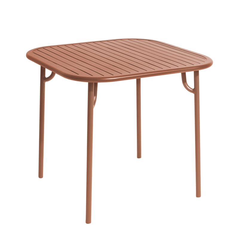 Jardin - Tables de jardin - Table carrée Week-end Bistrot métal marron / 85 x 85 cm - Aluminium - Petite Friture - Terracotta - Aluminium