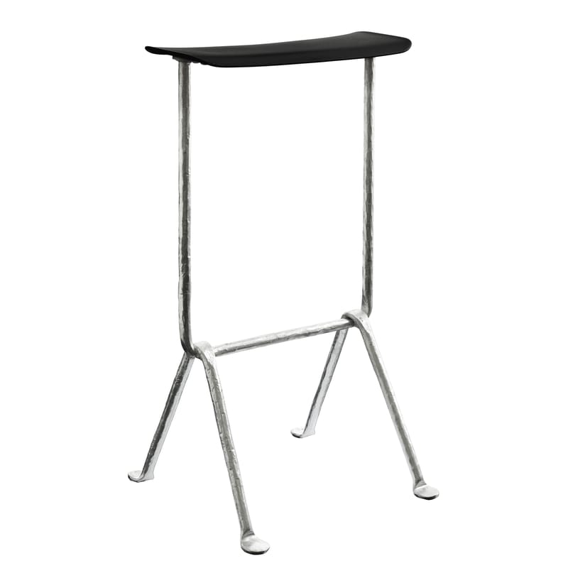 Furniture - Bar Stools - Officina Bar stool plastic material black metal Polypropylen - H 75 cm - Magis - Black / Galvanized structure - Polypropylene, Wrought iron
