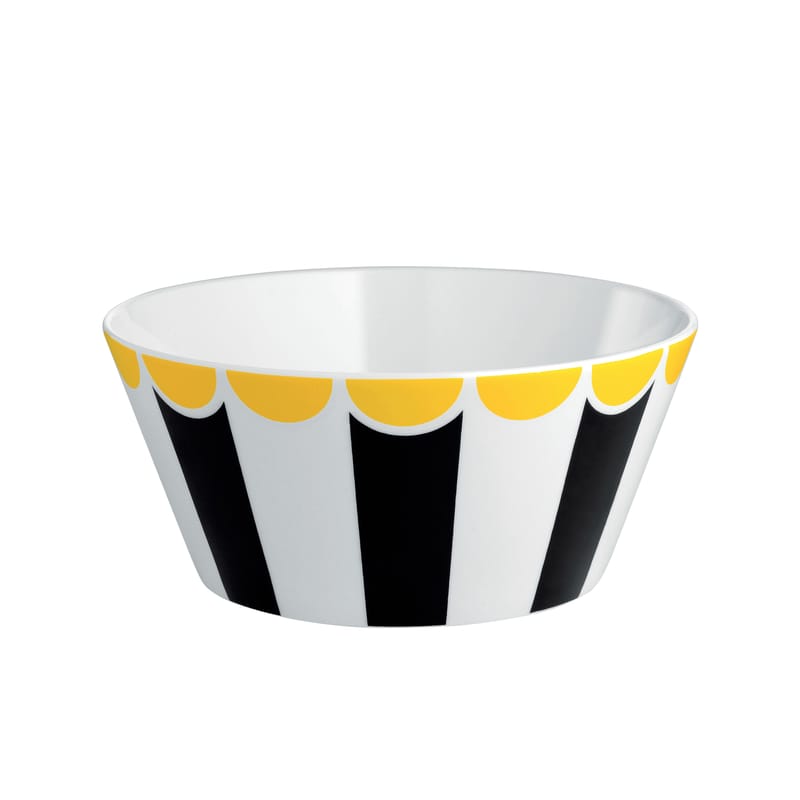 Table et cuisine - Saladiers, coupes et bols - Bol Circus céramique blanc noir / Ø 16 x H 7 cm - Porcelaine anglaise - Alessi - Noir et blanc - Porcelaine anglaise