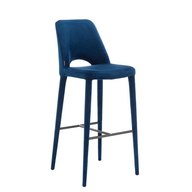 Mobilier - Tabourets de bar - Chaise de bar Holy tissu bleu / Velours - H 75 cm - Pols Potten - Bleu - Métal, Mousse, Velours