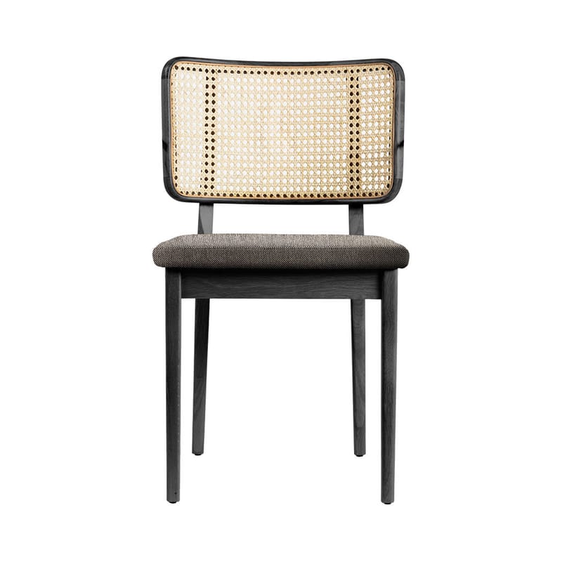 Mobilier - Chaises, fauteuils de salle à manger - Chaise Cannage  - RED Edition - Tissu gris Caviar / Noir - Chêne massif teinté, Mousse, Rotin, Tissu