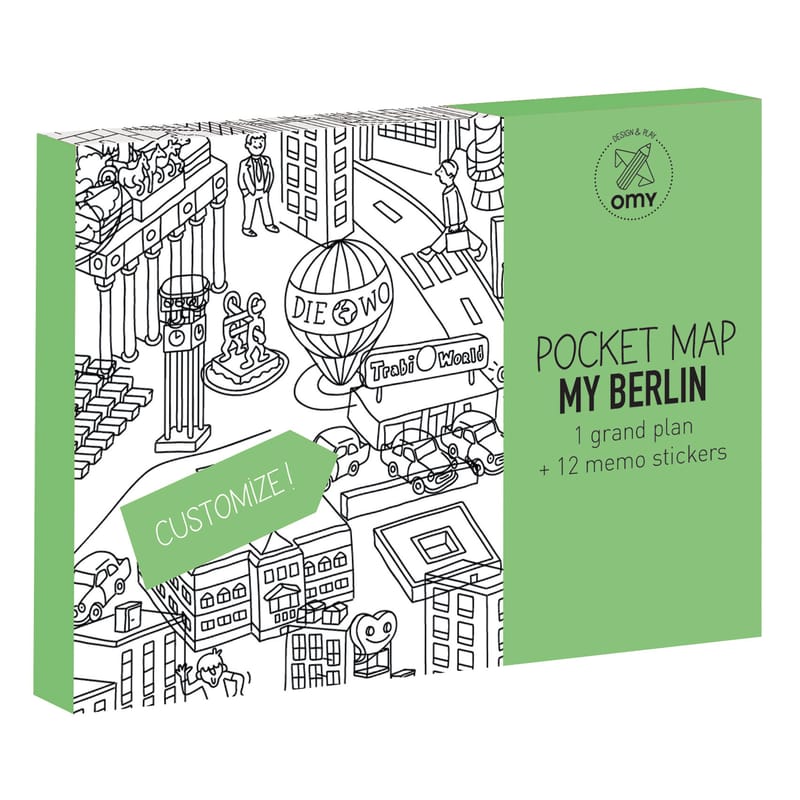 Décoration - Accessoires bureau - Poster à colorier Pocket Map - Berlin papier blanc noir / 52 x 38 cm - OMY Design & Play - Berlin - Papier