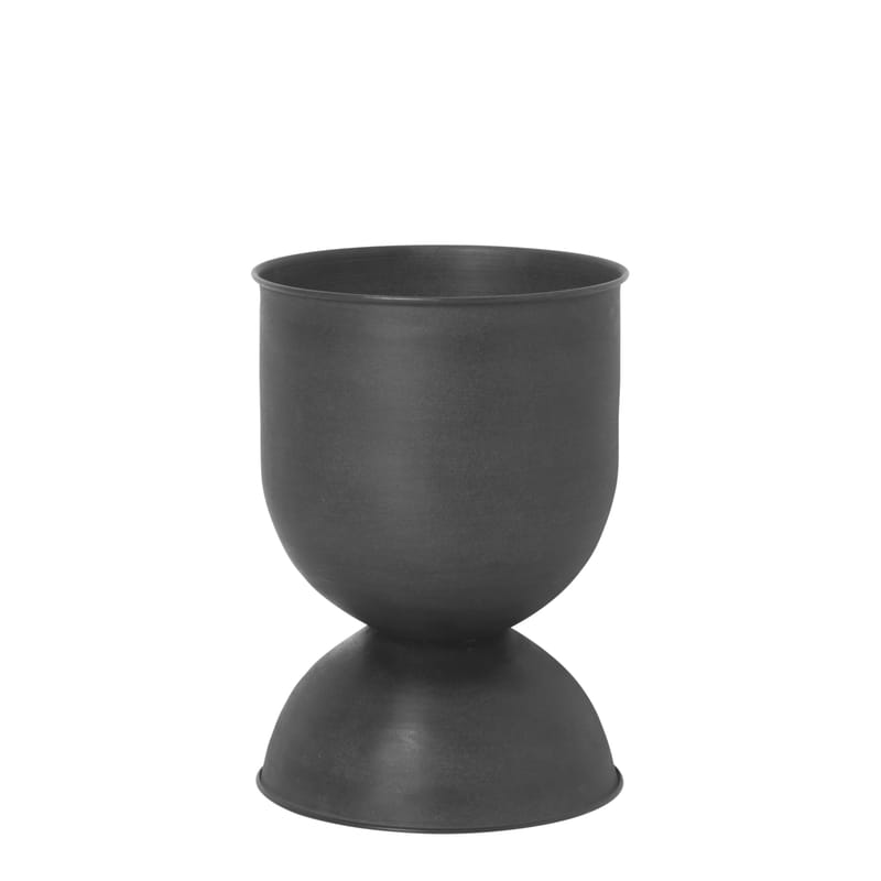 Jardin - Pots et plantes - Pot de fleurs Hourglass Small métal noir / Ø 30 x H 42,5 cm - Ferm Living - Noir - Métal vieilli