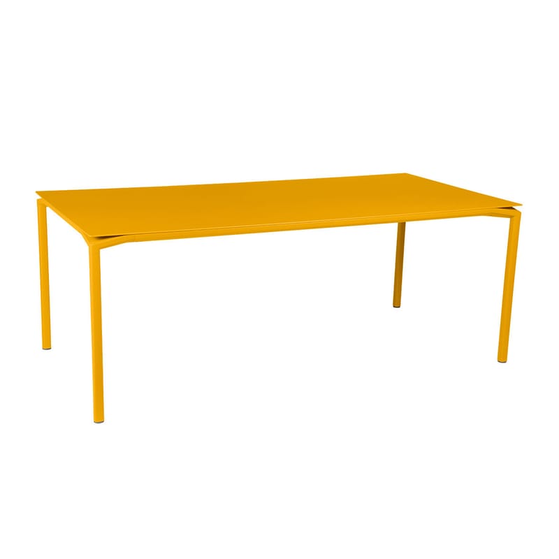 Jardin - Tables de jardin - Table rectangulaire Calvi métal jaune / 195 x 95 cm - Aluminium / 10 à 12 personnes - Plateau démontable - Fermob - Miel texturé - Aluminium peint