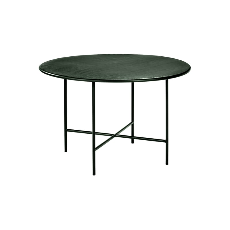 Jardin - Tables de jardin - Table ronde Fontainebleau métal vert / Acier perforé - Ø 120 x H 74 cm - Serax - Vert foncé - Acier