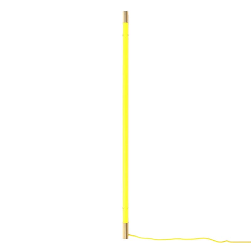 Luminaire - Lampadaires - Applique avec prise Linea Gold verre jaune LED / L 127 cm - Seletti - Jaune / Embouts or - Métal, Verre