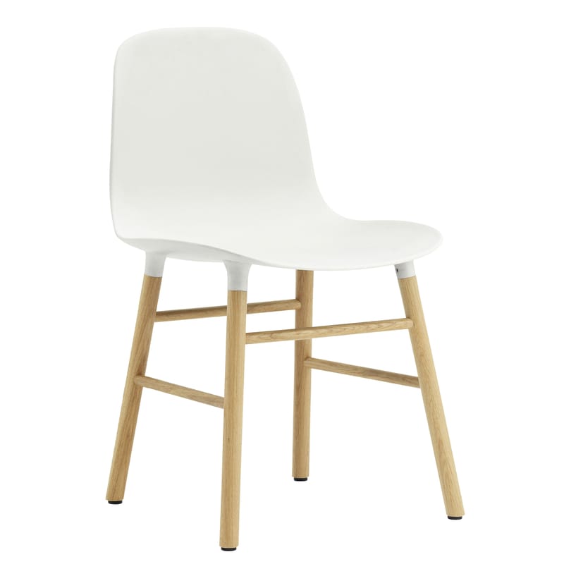 Furniture - Chairs - Form Chair plastic material white natural wood Oak leg - Normann Copenhagen - White / oak - Oak, Polypropylene