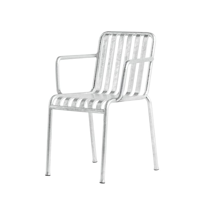 Mobilier - Chaises, fauteuils de salle à manger - Fauteuil empilable Palissade gris métal / Bouroullec, 2016 - Hay - Acier galvanisé - Acier galvanisé