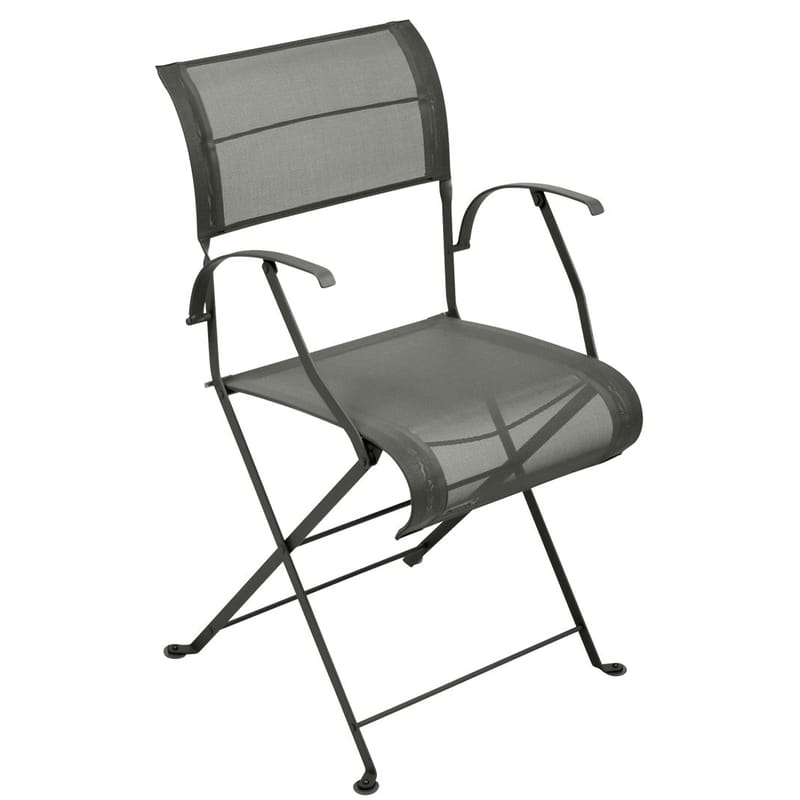 Mobilier - Chaises, fauteuils de salle à manger - Fauteuil pliant Dune tissu vert gris - Fermob - Romarin - Acier laqué, Toile polyester