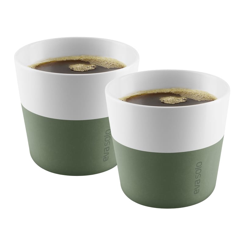 Table et cuisine - Tasses et mugs - Gobelet Lungo céramique vert / Set de 2 - 230 ml - Eva Solo - Vert cactus - Porcelaine, Silicone