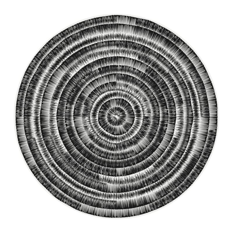 Décoration - Tapis - Tapis Spirale plastique blanc noir / Ø 145 cm - Vinyle - PÔDEVACHE - Noir & gris - Vinyle