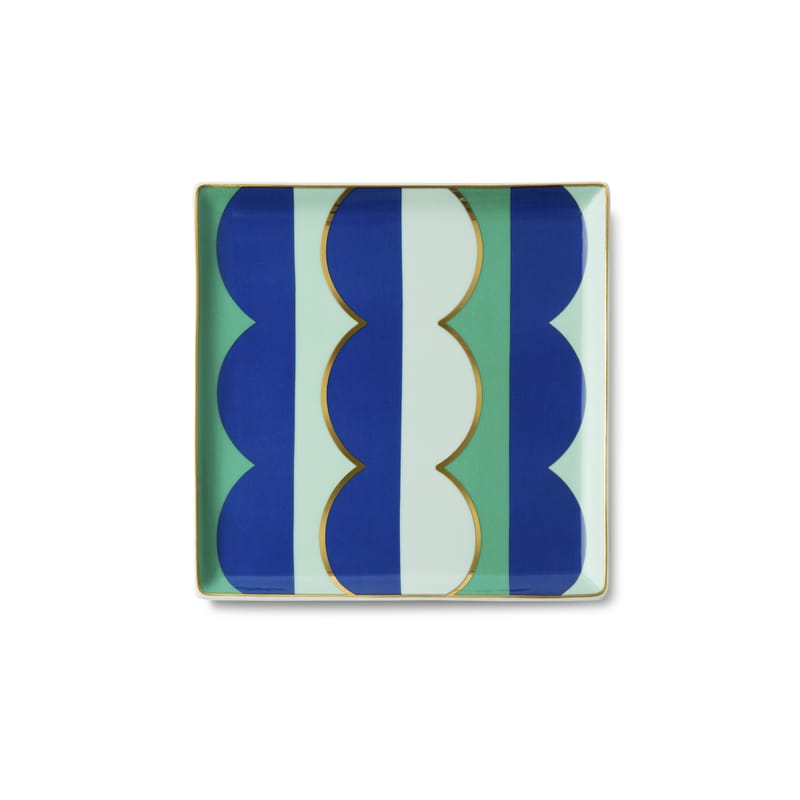 Table et cuisine - Saladiers, coupes et bols - Vide-poche Riviera Wave céramique bleu multicolore / Coupelle - 15,5 x 15,5 cm - Octaevo - Wave / Bleu & vert - Porcelaine