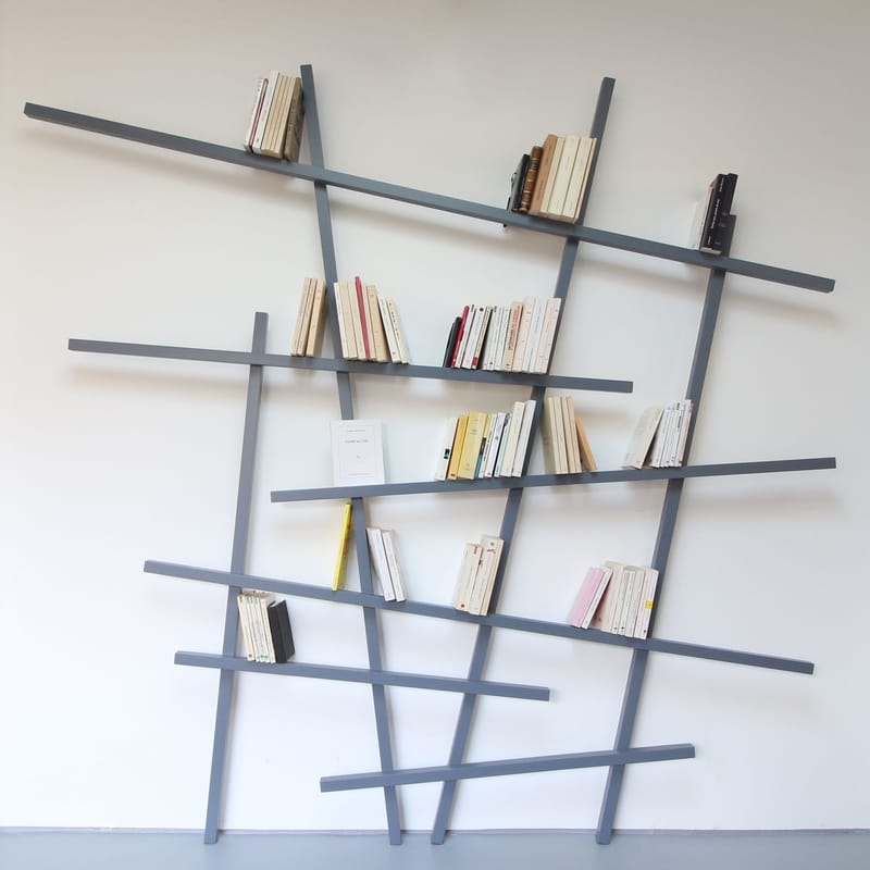 Mobilier - Etagères & bibliothèques - Bibliothèque Mikado Large bois gris / L 215 x H 220 cm - Compagnie - Gris Madrid - Chêne massif