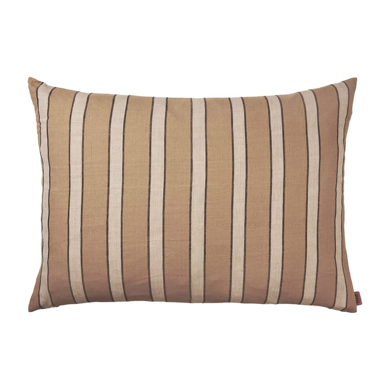 Décoration - Coussins - Coussin Brown Cotton tissu beige / 80 x 60 cm - Ferm Living - Rayure / Beige - Coton