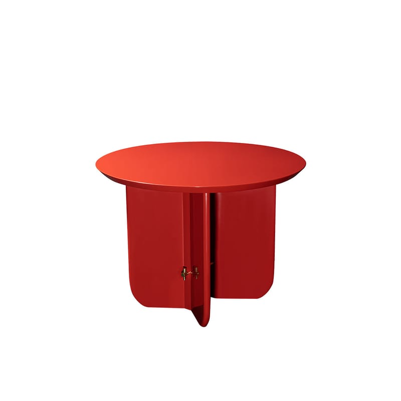 Mobilier - Tables basses - Table basse Be Good Small bois rouge / Ø 55 x H 40 cm - RED Edition - Rouge Saigon - Bois laqué, Laiton