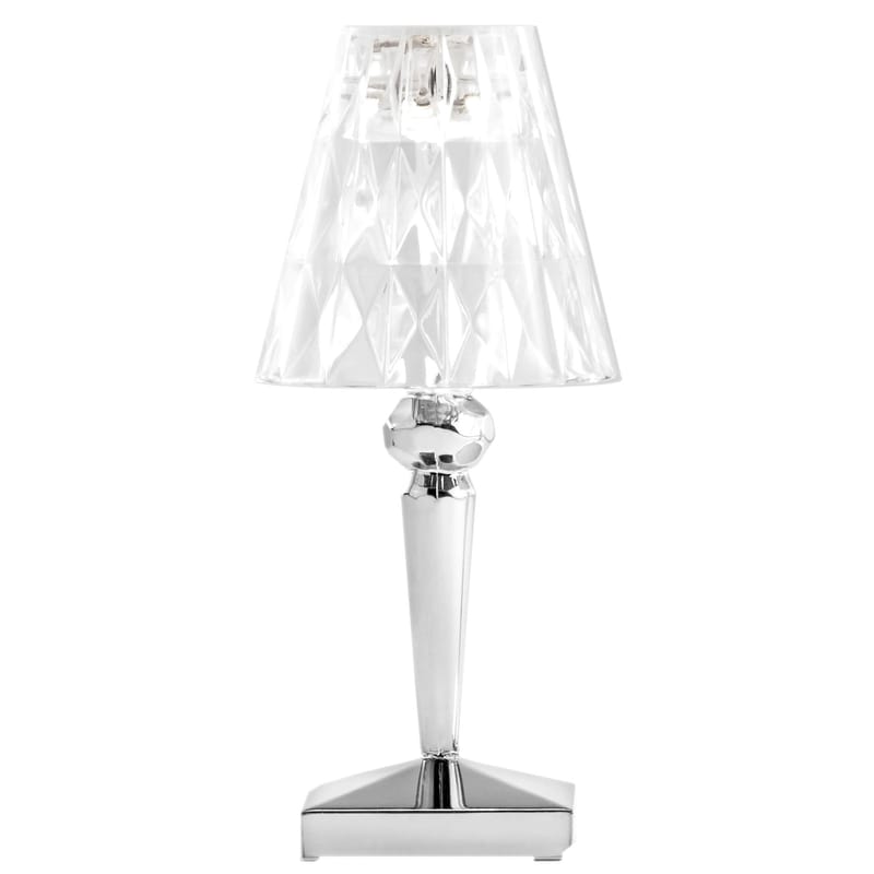 Battery LED Wireless rechargeable outdoor lamp plastic material silver Wireless USB Metallised Kartell